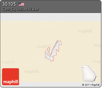 Classic Style 3D Map of ZIP Code 30105, single color outside
