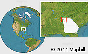 Satellite Location Map of ZIP code 30105, highlighted state
