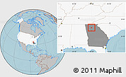 Gray Location Map of ZIP code 30107, highlighted country, highlighted state, hill shading