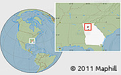 Savanna Style Location Map of ZIP code 30114, highlighted county, highlighted state, hill shading