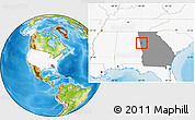 Physical Location Map of ZIP code 30117, highlighted country, highlighted state
