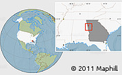 Savanna Style Location Map of ZIP code 30118, highlighted country, highlighted state, hill shading