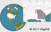 Satellite Location Map of ZIP code 30124, highlighted country, highlighted state