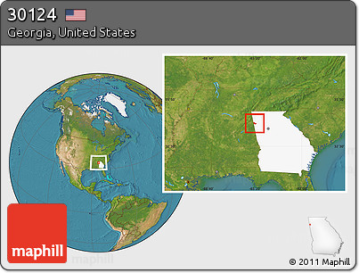 Satellite Location Map of ZIP Code 30124, highlighted state