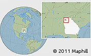 Savanna Style Location Map of ZIP code 30139, highlighted county, highlighted state, hill shading