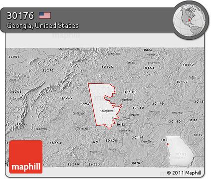 Gray 3D Map of ZIP Code 30176