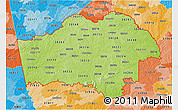 Physical 3D Map of ZIP codes starting with 302, political shades outside