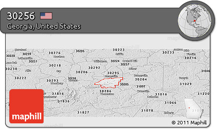 Silver Style Panoramic Map of ZIP Code 30256