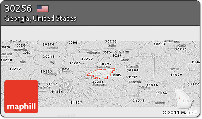 Silver Style Panoramic Map of ZIP Code 30256