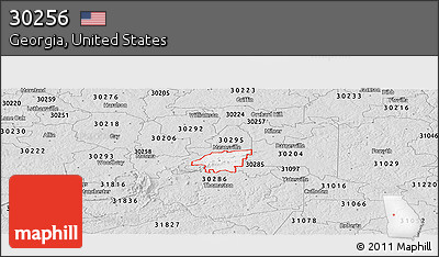 Silver Style Panoramic Map of ZIP Code 30256