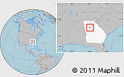 Gray Location Map of ZIP code 30294, highlighted state, hill shading