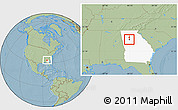 Savanna Style Location Map of ZIP code 30313, highlighted state, hill shading