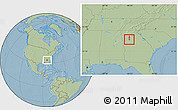 Savanna Style Location Map of ZIP code 30313, hill shading