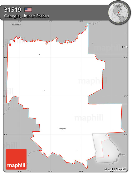 Gray Simple Map of ZIP Code 31519