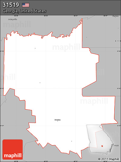 Gray Simple Map of ZIP Code 31519