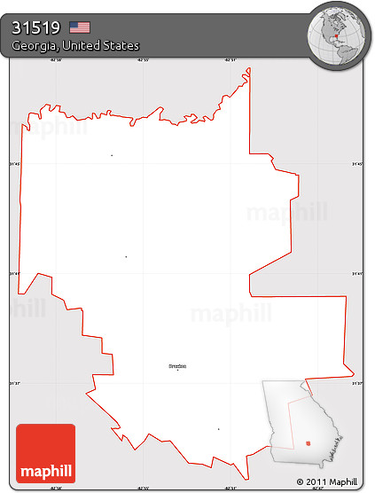 Silver Style Simple Map of ZIP Code 31519, cropped outside