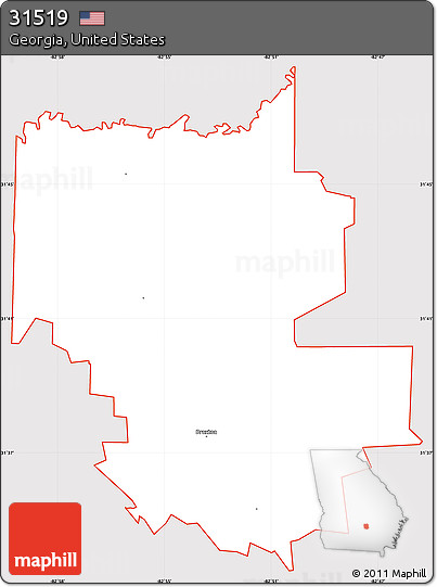 Silver Style Simple Map of ZIP Code 31519, cropped outside
