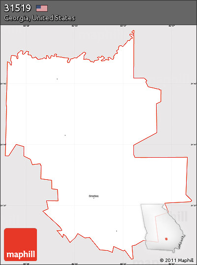 Silver Style Simple Map of ZIP Code 31519, cropped outside