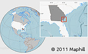 Gray Location Map of ZIP code 31527, highlighted country, highlighted state, hill shading