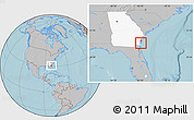 Gray Location Map of ZIP code 31527, highlighted state, hill shading