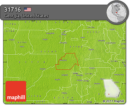 Physical Map of ZIP Code 31716