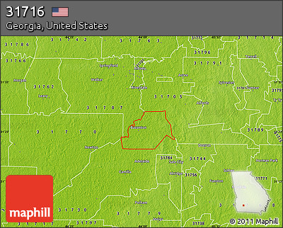 Physical Map of ZIP Code 31716