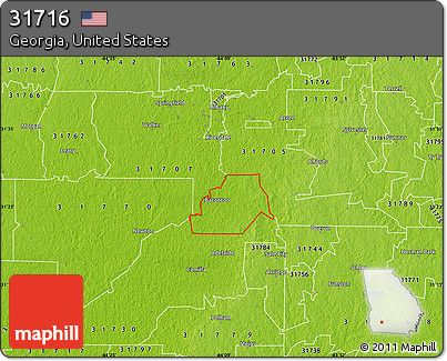 Physical Map of ZIP Code 31716