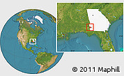 Satellite Location Map of ZIP code 31723, highlighted county, highlighted state