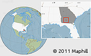 Savanna Style Location Map of ZIP code 31789, highlighted country, highlighted state, hill shading