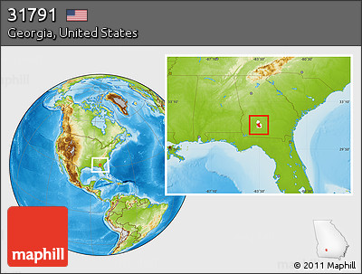 Physical Location Map of ZIP Code 31791, highlighted county