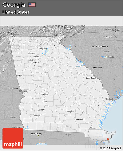 Gray 3D Map of Georgia