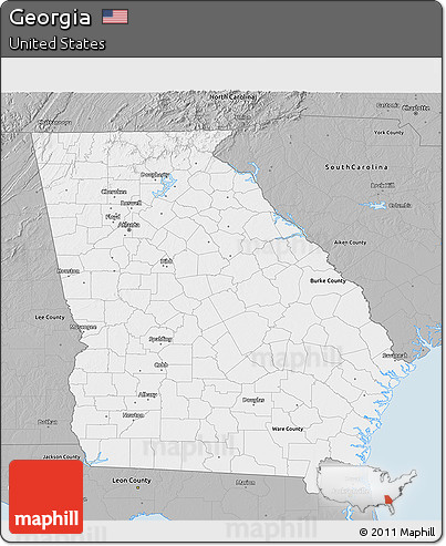 Gray 3D Map of Georgia