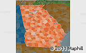 Political Shades 3D Map of Georgia, darken