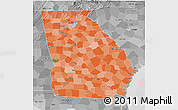 Political Shades 3D Map of Georgia, desaturated