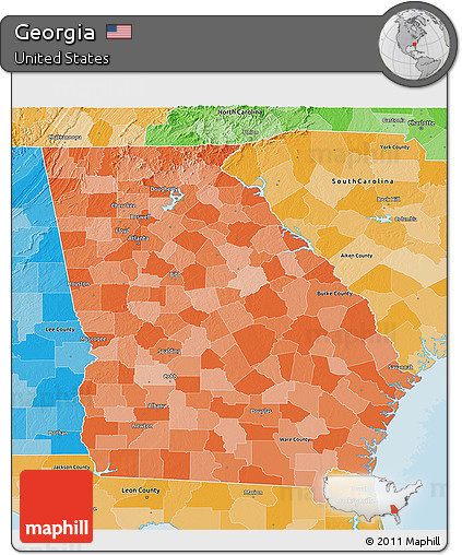Political Shades 3D Map of Georgia