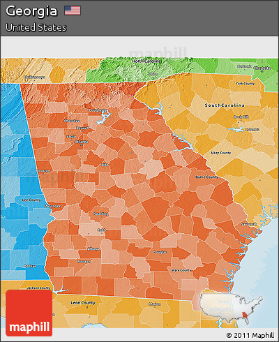 Political Shades 3D Map of Georgia