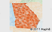 Political Shades 3D Map of Georgia, lighten