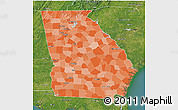 Political Shades 3D Map of Georgia, satellite outside