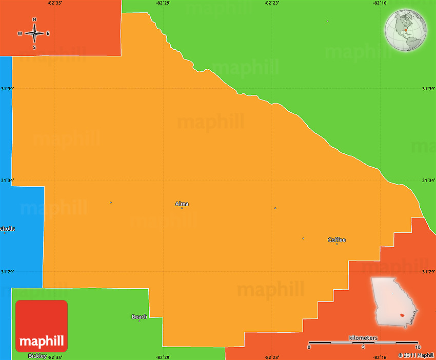 Political Simple Map of Bacon County