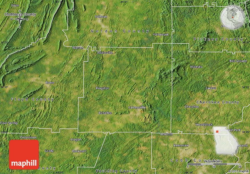 Satellite Map of Bartow County