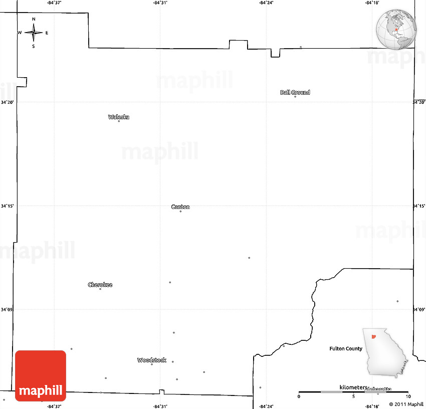 Blank Simple Map of Cherokee County