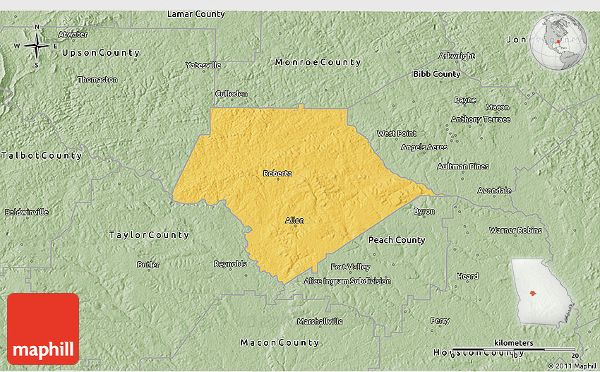 Savanna Style 3D Map of Crawford County