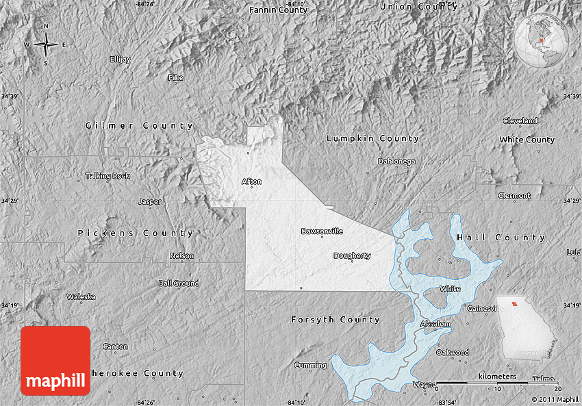 Gray Map of Dawson County