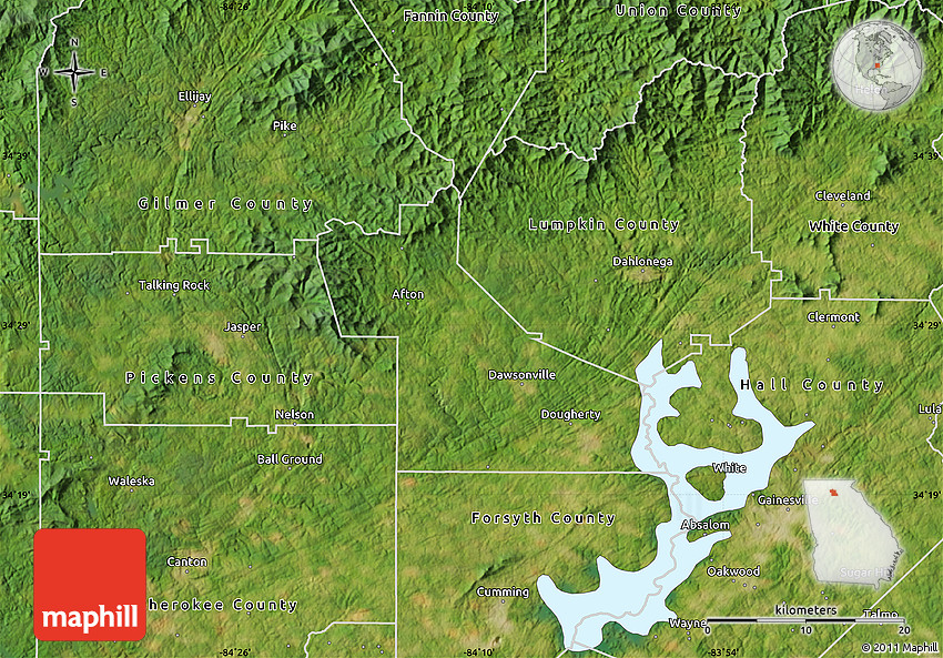 Satellite Map of Dawson County