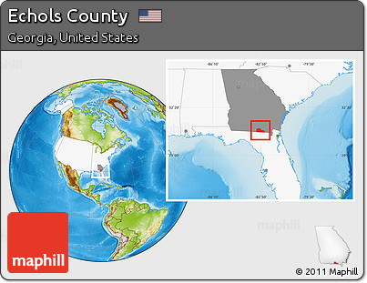 Physical Location Map of Echols County, highlighted country, highlighted parent region