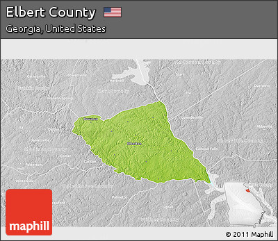 Physical 3D Map of Elbert County, lighten, desaturated