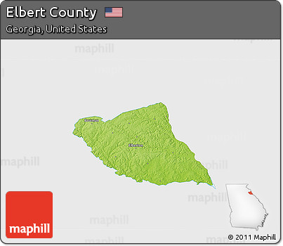 Physical 3D Map of Elbert County, single color outside