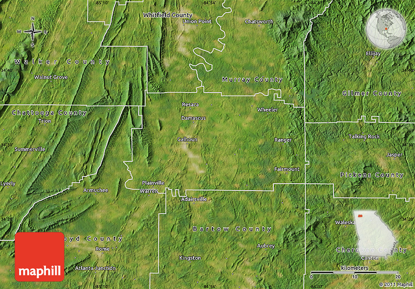 Satellite Map of Gordon County