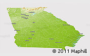 Physical Panoramic Map of Georgia, cropped outside