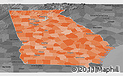 Political Shades Panoramic Map of Georgia, darken, desaturated